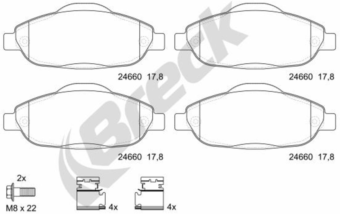Bremsbelagsatz BRECK 24660 00 701 00, Vorne