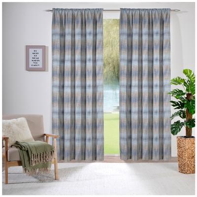 Vorhang WECKBRODT "Kilian", blau (blau, grau), B:140cm H:245cm, Polyester, Gardinen, Gardine, Store, Dekoschal, blickdicht