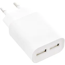 INLINE USB Ladegerät DUO, Netzteil 2-fach, 100-240V zu 5V/2,1A, weiß