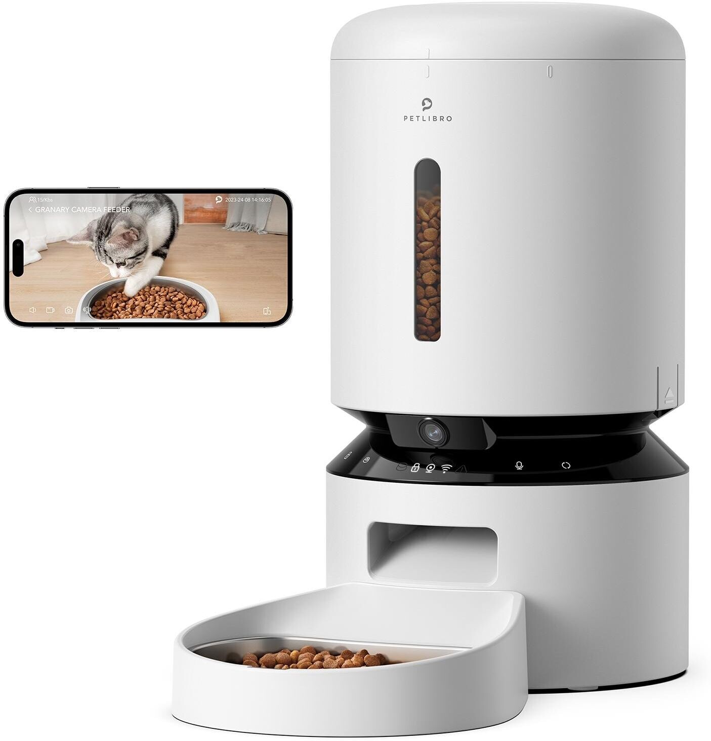 Futterautomat "Petlibro Granary Camera Monitoring Feeder, 5 l, Weiss", weiss (weiß), H:34cm, Futterautomaten, Futterautomat weiß Einheitsgröße
