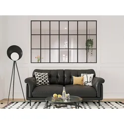 Innenfenster im Orangerie-Stil aus pulverbeschichtetem Aluminium Schwarz 210 x 130 cm (B x H) – ORANSA