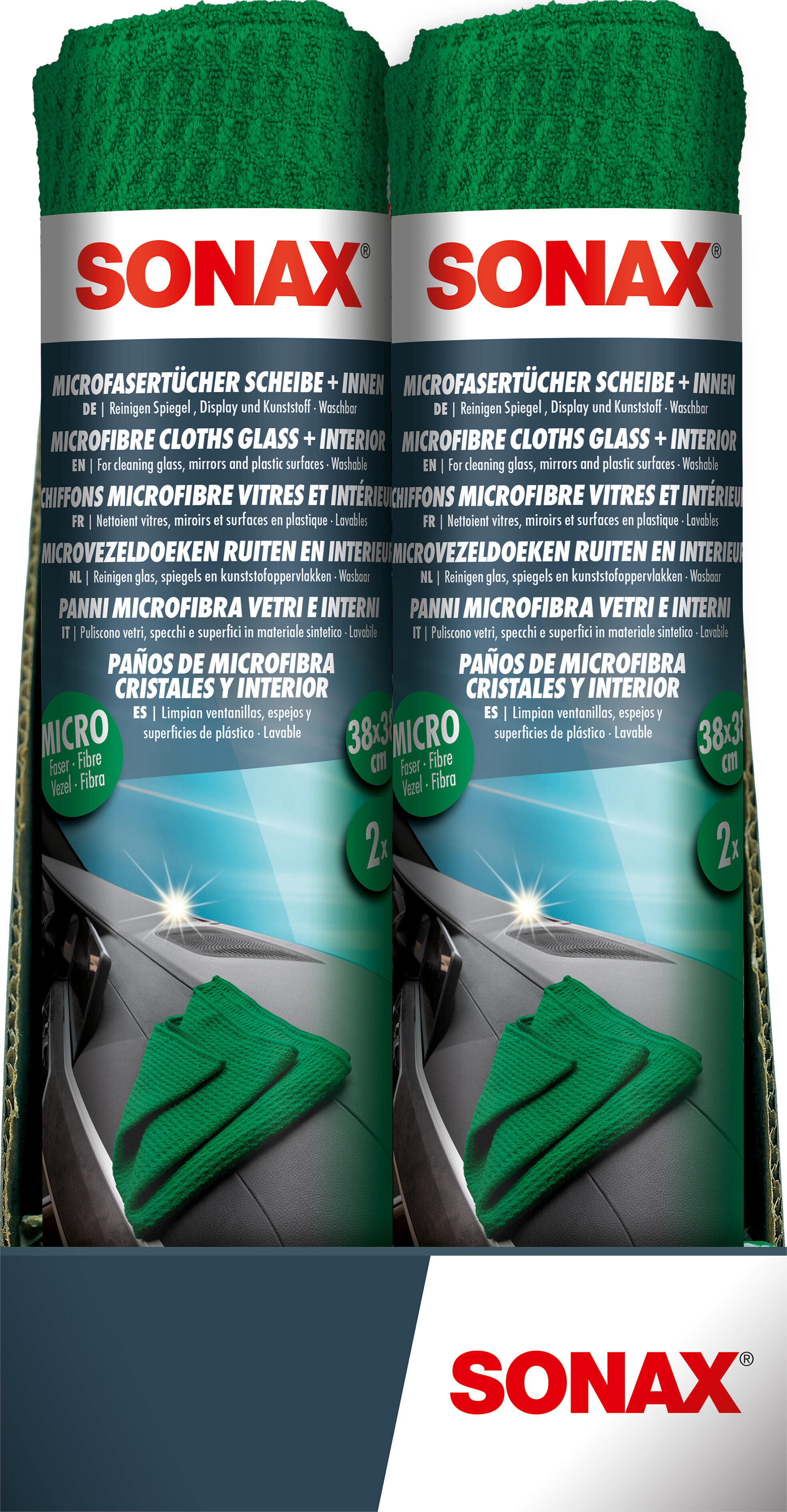 Sonax Reinigungstücher Microfasertücher Scheibe+innen 04984410