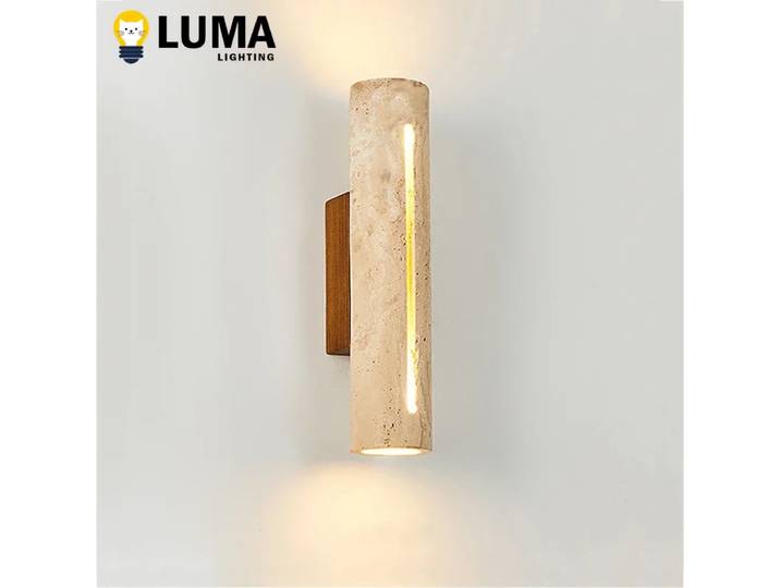 Lampe murale Luma en travertin jaune japonais, applique murale en pierre et bois pour salon, chambre à coucher, chevet, couloir, décoration intérieure