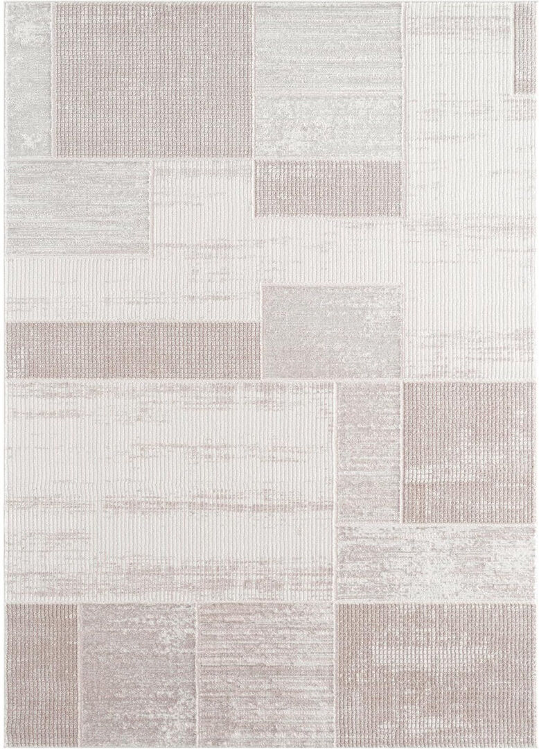 Ruglenza Home Ruglenza Modern Area Rug - Soft Pile Easy Clean Carpet for Living Room & Bedroom, Durable Synthetic Fibre, Stylish Home Decor Rug Beige-Patchwork 160 x 230 cm