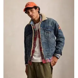 Polo Ralph Lauren für Herren. 710B24520001 Jeansjacke im Trucker-Stil mit blauem Futter (XL), Lässig, Baumwolle, Denim