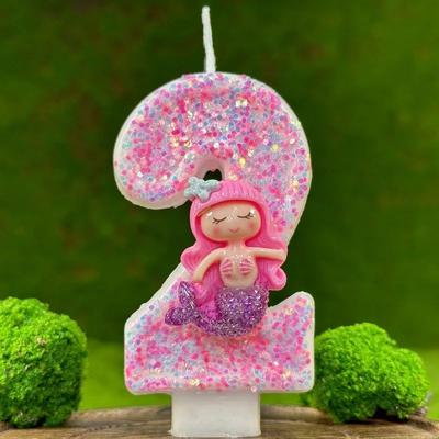 Inspired Living Pink Mermaid Number Birthday Candle For Cake Decoration And Party Celebrations 2