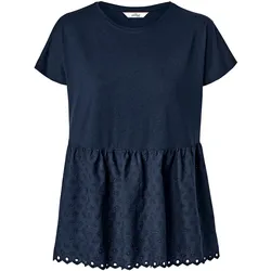 Tchibo - Shirt im Materialmix mit Stickerei - Damen - Gr. L - dunkelblau
