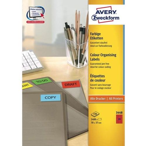 AVERY Zweckform 2.400 Etiketten 3448 rot 70,0 x 37,0 mm