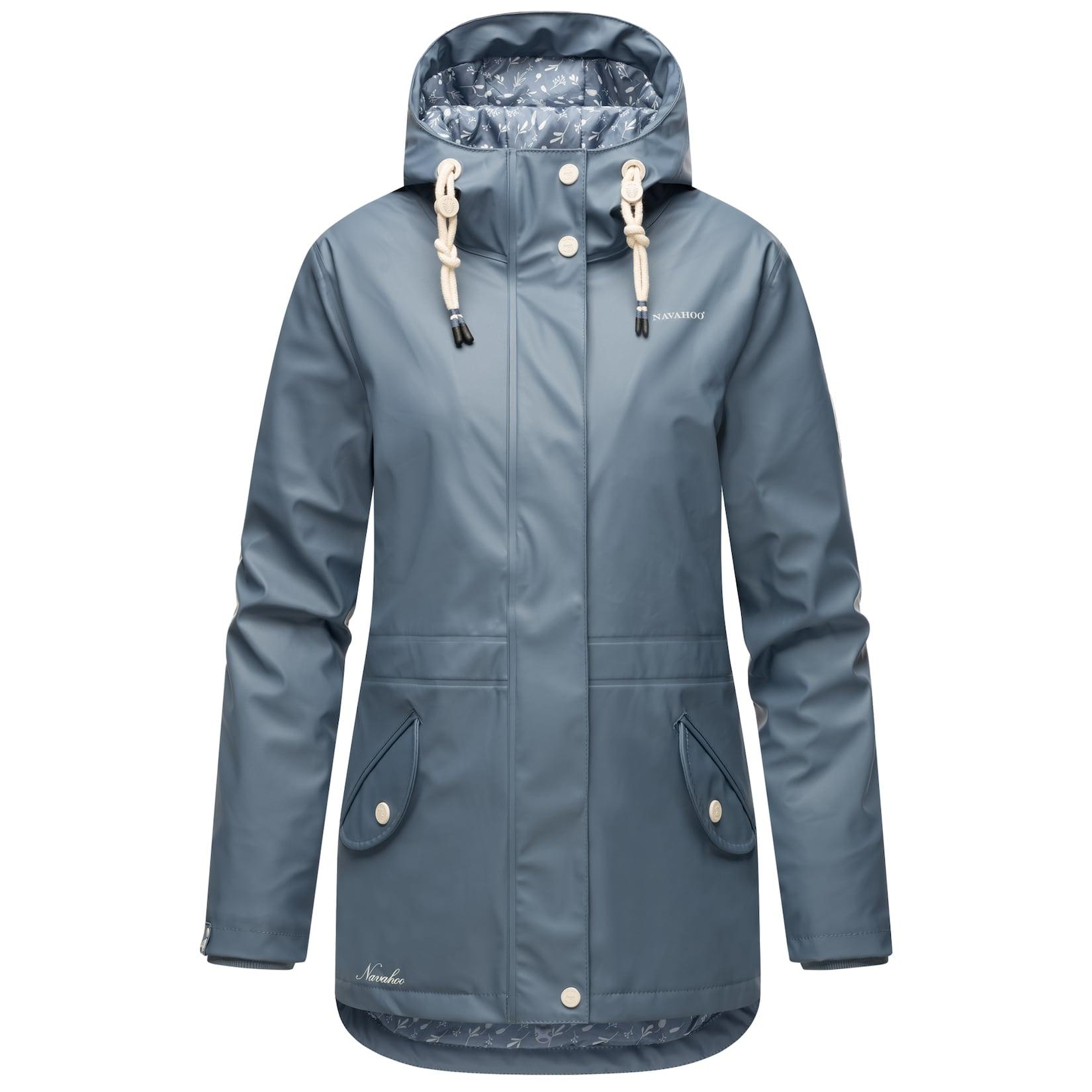 NAVAHOO Damen Warmer Regenjacke Wasserdichter Regenmantel mit Kapuze Oceans Heart