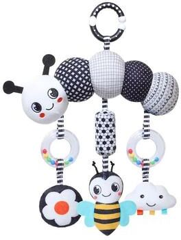 Uplifted Finds Black And White Sensory Hanging Crocodile Rattle Toy caterpillar