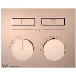 Gessi HI-FI, Fertigmontageset Unterputz-Thermostat mit Tasten-Bedienung, 2 separate Ausgänge, 63004030, Farbe: Kupfer PVD