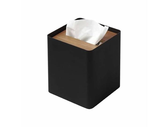 Yamazaki 5179 RIN Tissue Case Square\, Black\, Steel/Wood\, 13 x 13 x 15.5 cm