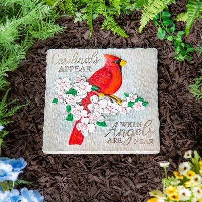 Evergreen "10.5"" Garden Stone, Cardinals Appear when Angels are Near"