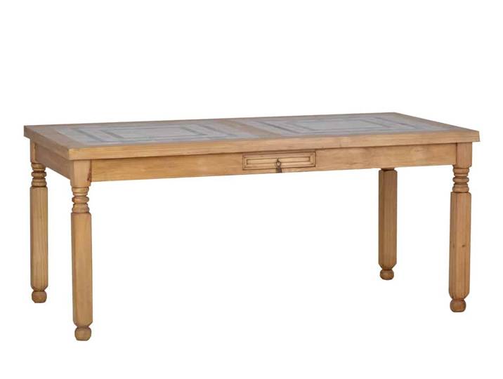Mexico Esstisch 90x90cm - Marmor Massivholz Pinie Landhaus Mexiko Möbel Mexikanisch