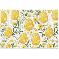FUSSMATTE Blumen - Ostereier - Gelb Teppichmatte 90x60 cm