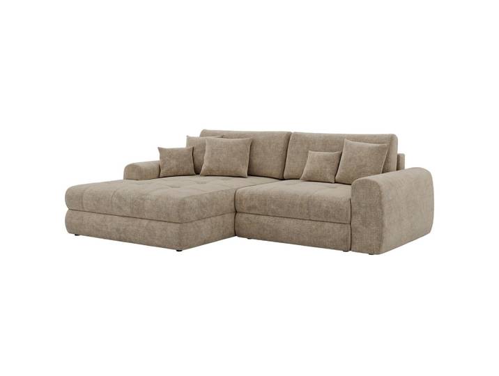 ECKSOFA ARELIA L - Beige Schenille grob gewebt - Links Seite