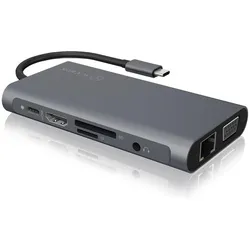Icy Box IB-DK4040-CPD - USB Type-C mini Dock PD (USB-C, 10 Ports), Dockingstation + USB Hub, Grau