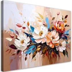 LEINWANDBILD Blumenstrauß Bunte Abstraktion 90x60cm