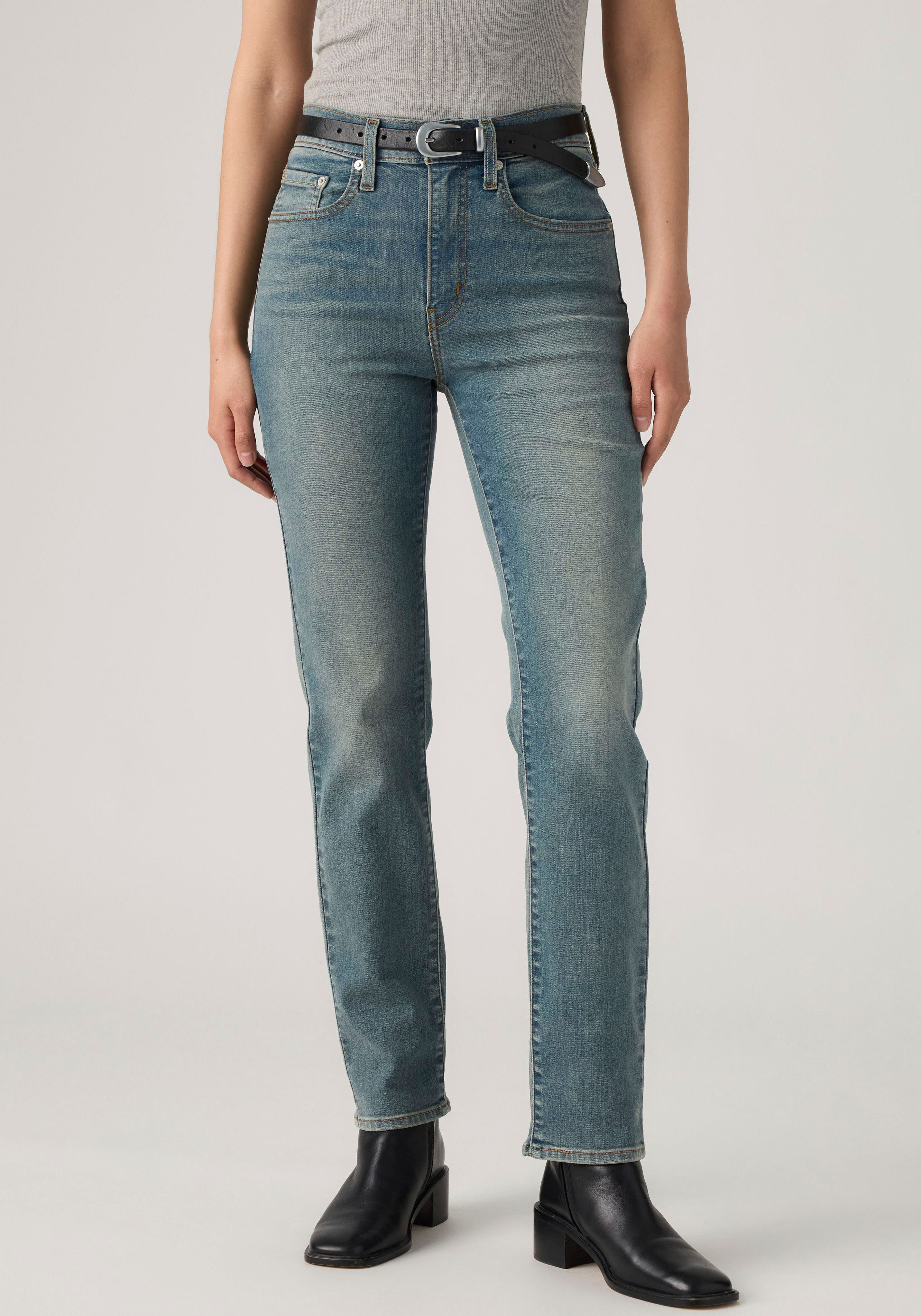 Straight-Jeans PROFILE, Damen, Gr. 26, Länge 32, blau (tree time), Denim/Jeans, Obermaterial: 80% Baumwolle, 19% Polyester, 1% Elasthan, straight fit lang, Jeans Straight-Jeans tree time 26, Länge 32