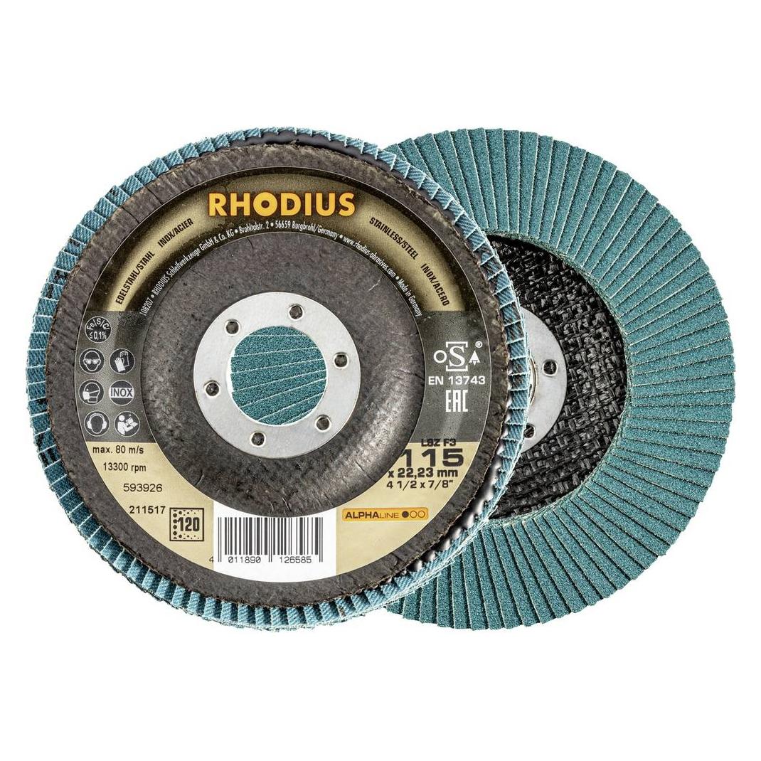 Rhodius 211517 Fächerschleifscheibe Durchmesser 115 mm Bohrungs-Ø 22.23 mm Edel (211517)