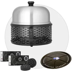 COBB PRO BLACK Holzkohle Grill inkl. Grillplatte + 4x BBQ Flavour Quick Koko Bri...
