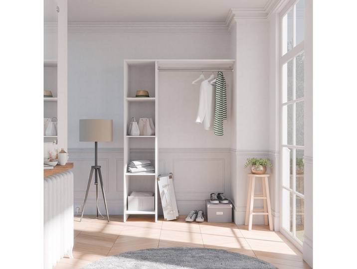 habeig Kleiderschrank Schrank begehbar offen Regal weiß 187x160x40cm 187cm hoch