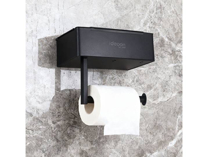Toilettenpapierhalterung mit Feuchttücherbox, belastbar bis 15 kg, schwarz