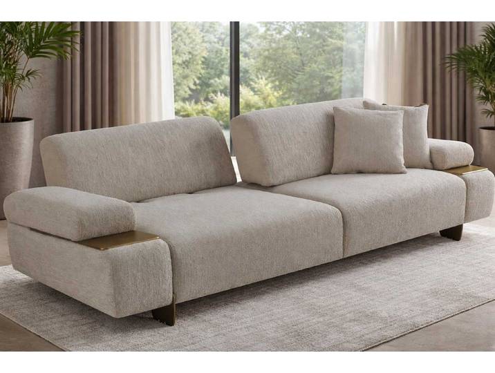 JVmoebel 3-Sitzer Grauer 3-Sitzer Designer Polstercouch Wohnzimmer Luxus Textilsofa, 1 Teile, Made in Europa