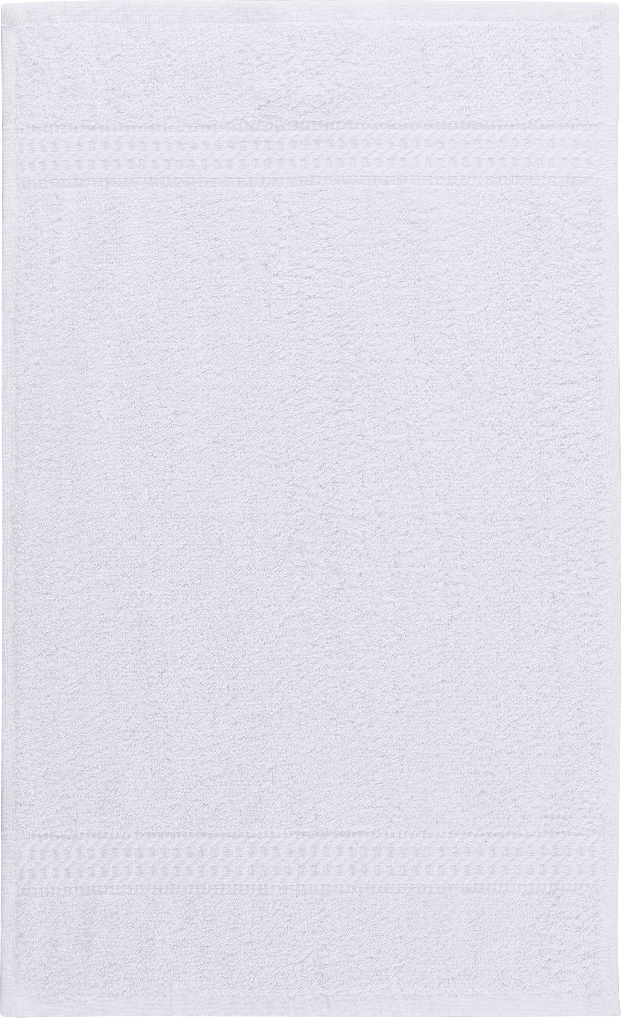 Gaestehandtuecher GOODPRODUCT "Juna, als Set und Serie erhältlich, 6 Gästetücher, 30x50cm", weiss (weiß), B:30cm L:50cm, Walkfrottee, Obermaterial: 100% Baumwolle, Handtücher, Gaestehandtuecher, 100% Baumwolle, mit Bordüre, Uni-Farben, weich weiß B/L: 30c