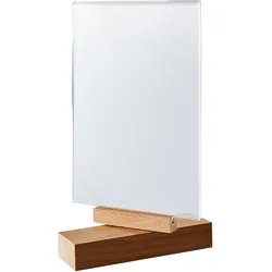 SPRINTIS Tischaufsteller A5 Hochformat mit drehbarem Acryldisplay und Holzfuß aus Eiche, doppelseitiger Menükartenhalter, ideal für Restaurants, Messen und Büros, Acryl (PMMA)