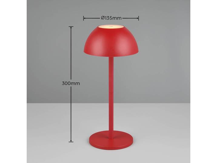 Reality Leuchten LED-Akku-Tischlampe Ricardo, rot, Höhe 30 cm, Kunststoff dimmbar, rot, Kunststoff, Modern