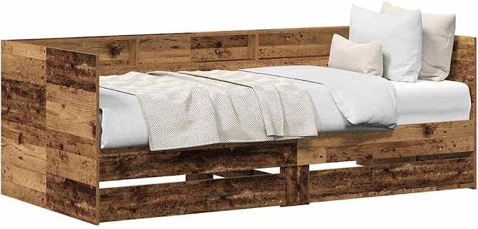 90x190cm Engineered Wood Daybed with Drawers and Slatted Frame | Features under-bed storage and a modern reclaimed finish, perfect for guest rooms, bedrooms, or living room lounging.