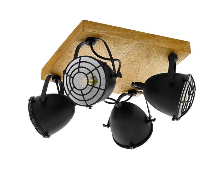 Eglo Spot Gatebeck Schwarz Stahl/Holz 30 cm 20.5 cm - Farbe: natur - Material: Holz/Stahl - Spot