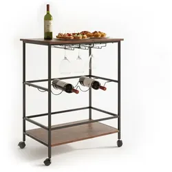 Relaxdays Servierwagen für Wein Dunkelbraun,Schwarz