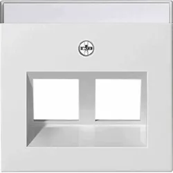 Gira System 55 Zentralplatte, Modular-Jack, 2f, reinweiß, mit Beschriftungsfeld, 264003