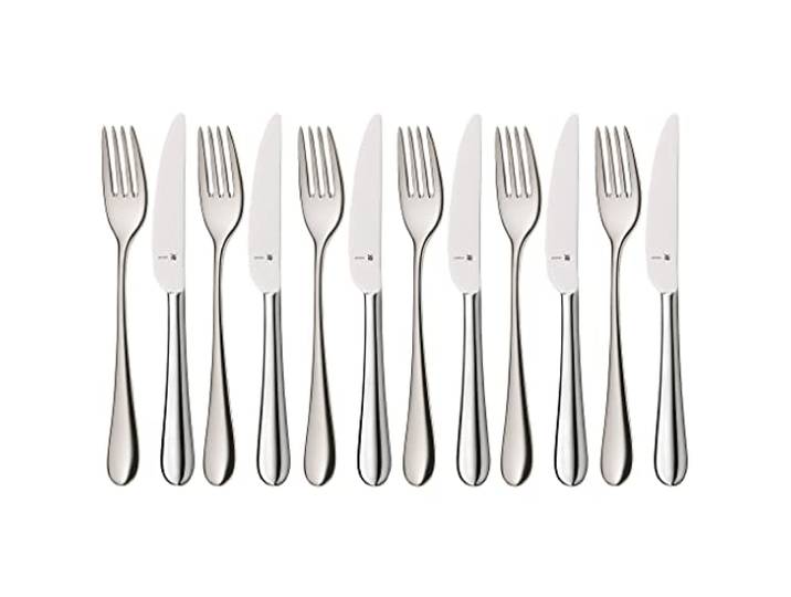 WMF Virginia Dessertbesteck 12teilig, Vorspeisenbesteck für 6 Personen, Frühstücksbesteck, Cromargan protect teilmattiert, kratzbeständig, spülmaschinenfest