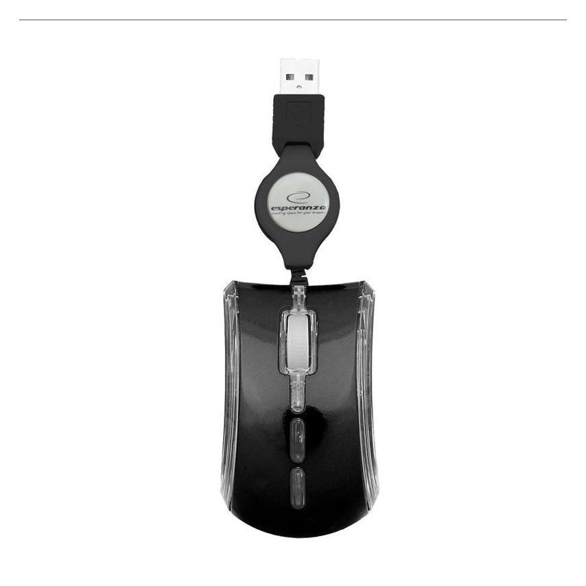 Esperanza Celaneo 3d Wired Optical Mouse USB mit einziehbarem Kabel Schwarz (Kabelgebunden) (EM109K)