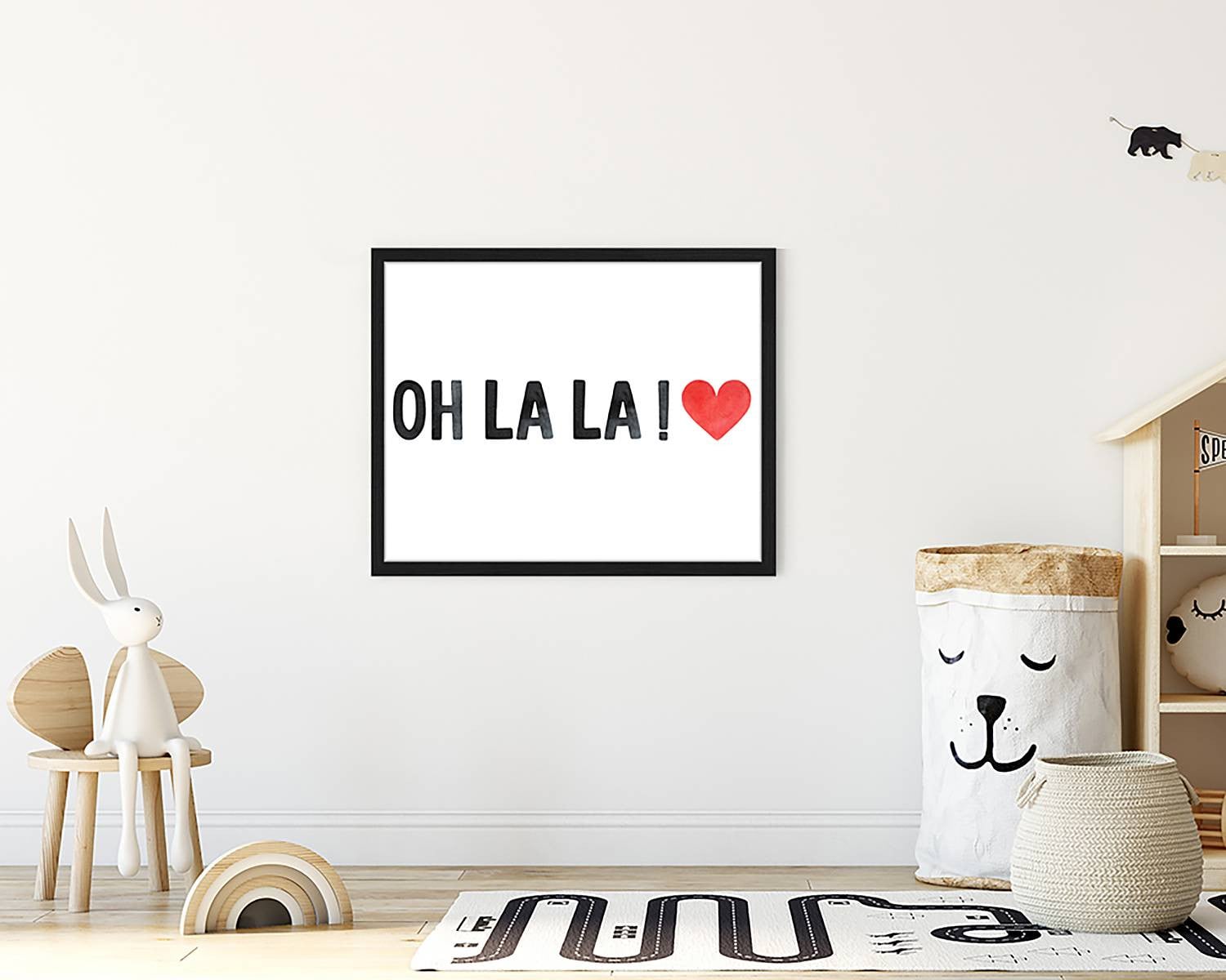 home24 Oh La La wanddecoratie met typografie, multicolor, 43 x 53 cm