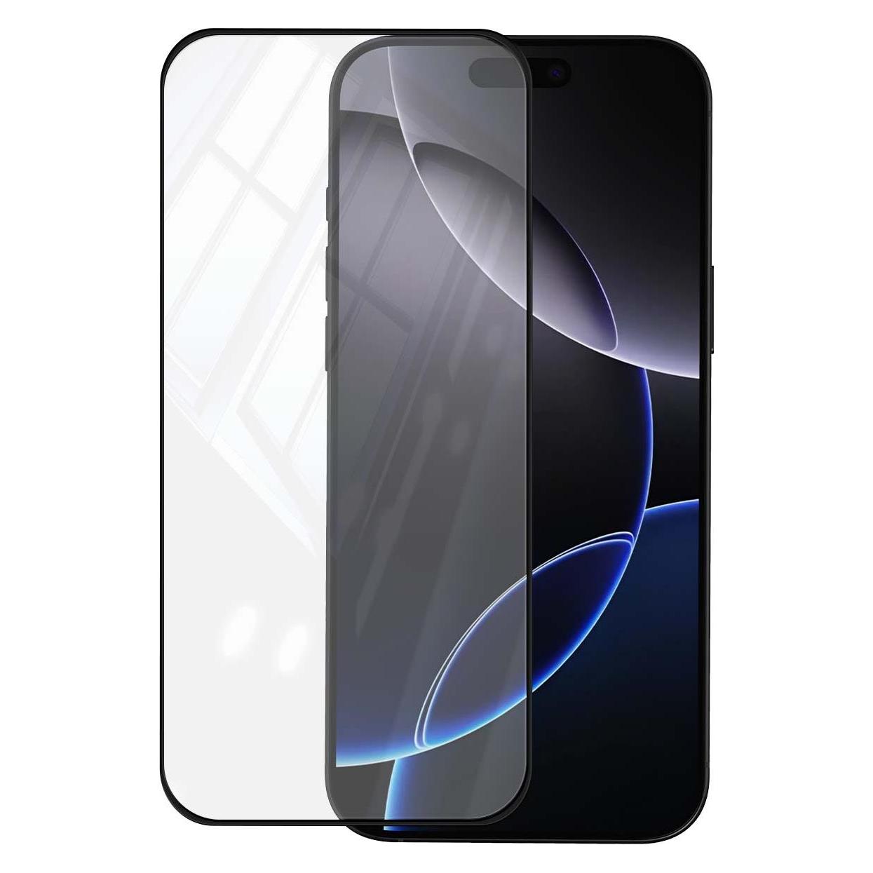 Crong Antibakterielles 3D-Panzerglas - 9H Vollkleber-Hartglas für iPhone 16 Pro + Einbaurahmen (1 Stk., Apple iPhone 16 Pro) (CRGAB3DAGIP1663P)