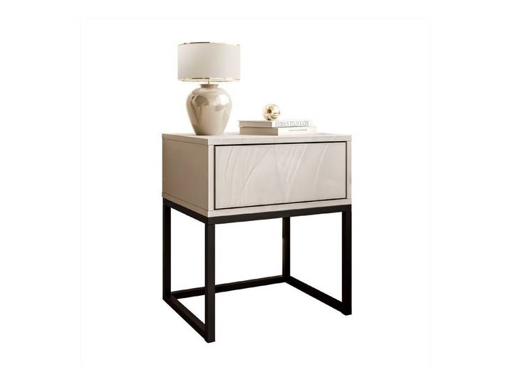 Lookway Nachttisch BLANCO Kaschmir auf Gestell – Moderner Nachtschrank fürs Schlafzimmer (1x Nachttisch), 45x52x37 cm