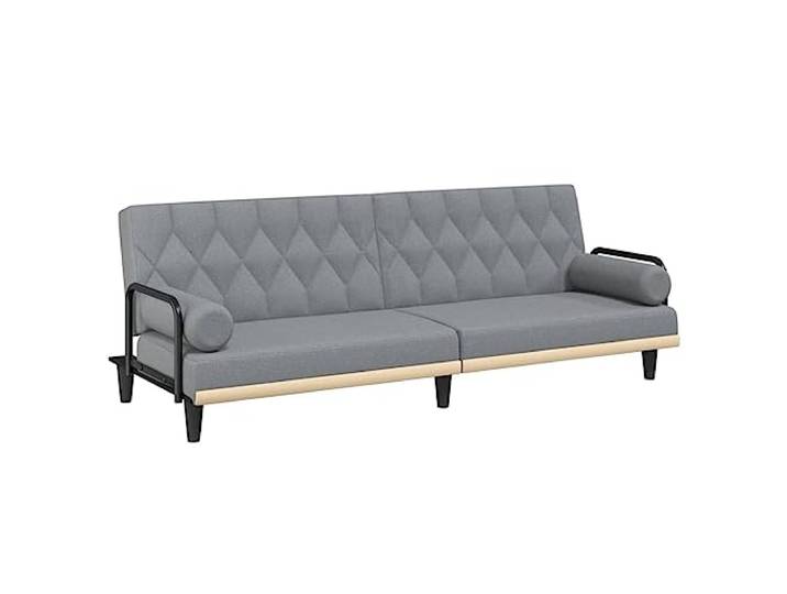Todiikf Schlafsofa mit Armlehnen 3-Sitzer Bettsofa Klappsofa Hellgrau Flexibles Bettsofa für Wohnzimmer und Gästezimmer mit verstellbarer Rückenlehne, dicker Polsterung und zwei Kissen.