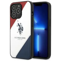 US Polo Assn Tricolor Embossed - Hülle für iPhone 14 Pro (Weiß)