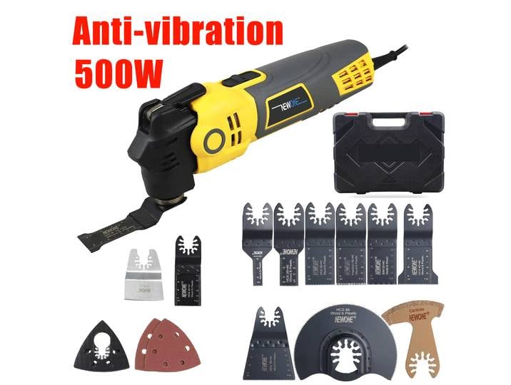 Outil oscillant multifonction filaire 500 W, anti-vibration, 6 vitesses, changement rapide de lame, 3,5 ° Angle oscillant,