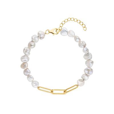 Perlenarmband FIRETTI "Schmuck Geschenk Armschmuck Armkette Perle", gold (gelbgoldfarben, weiß), Armbänder, Damen, 22cm, Perlen Silber 925 (Sterlingsilber), Perlen, Silber 925 (Sterlingsilber), Perlenarmband, Made in Germany - mit Süßwasserzuchtperle