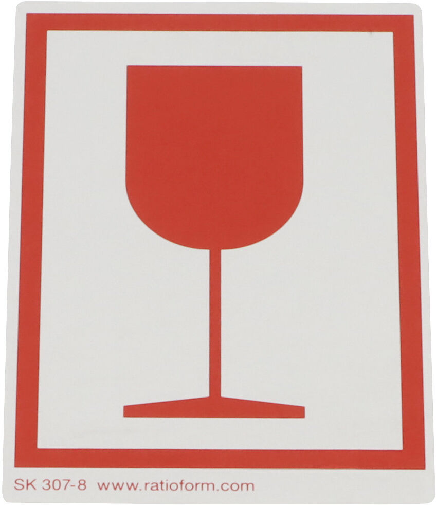 Warnetiketten, Aufdruck Symbol Bruchgefahr/Zerbrechlich, VE 1000 Stk, LxB 74 x 105 mm, ab 10 VE ratioform