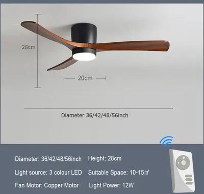 On Spot Shop Whisper Quiet Flush Mount Ceiling Fan With Light , Blade Carved Wood Design, Remote Control & Reversible Motor 1 42 Inch 108cm