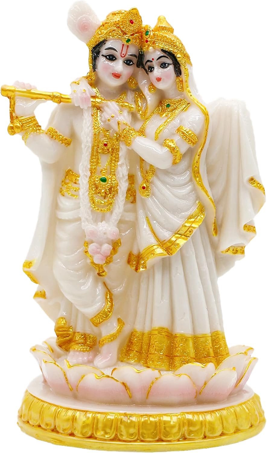 Hindoe Radha Krishna standbeeld met marmeren look, handgemaakt, Hoogte: 14,5 cm