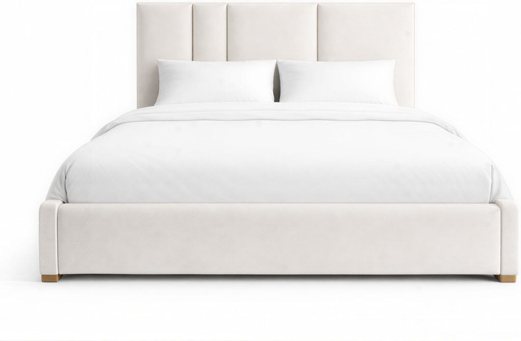 17 Stories Upholstered Velvet Bed Frame Cream Full