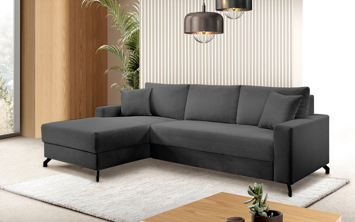 Ecksofa EXXPO - SOFA FASHION "Quattro schlicht & zeitlos, bequem, L-Form, B/T: 247/162 cm", grau (anthrazit), B:247cm H:85cm T:162cm, Sofas, Ecksofa, wahlw. Bettfunktion. Bettkasten. Korpus Microfaser, Sitz Webvelours
