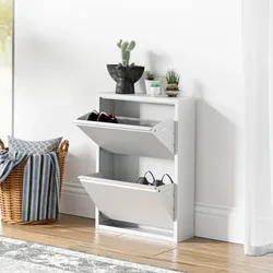 Schuhkipper Sokndal mit 2 Klappen Weiß [en.casa]